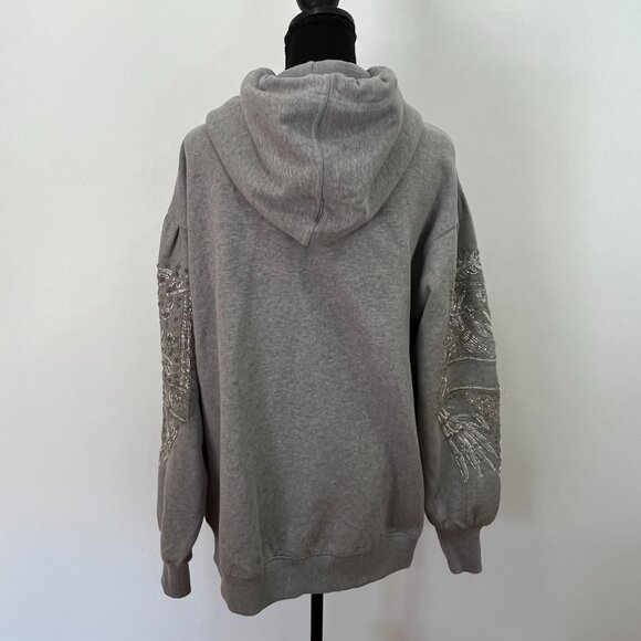 🔥Free People Encrusted Hooded Sweatshirt, XS, Heather Grey Combo // NWT🔥 - Picture 8 of 11